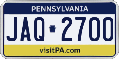 PA license plate JAQ2700