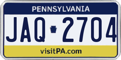 PA license plate JAQ2704