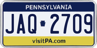 PA license plate JAQ2709