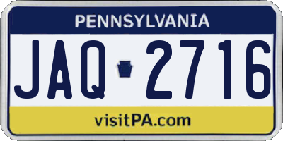 PA license plate JAQ2716