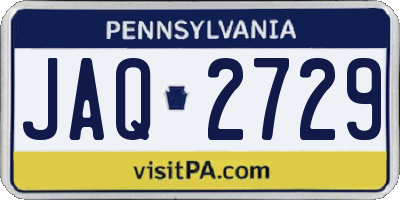 PA license plate JAQ2729