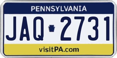 PA license plate JAQ2731
