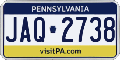 PA license plate JAQ2738