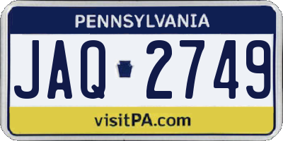 PA license plate JAQ2749