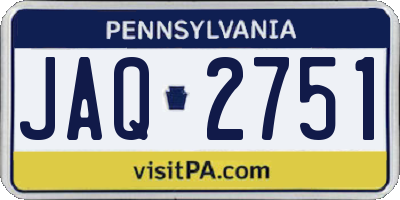 PA license plate JAQ2751