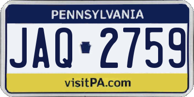 PA license plate JAQ2759