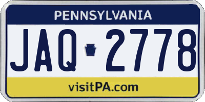 PA license plate JAQ2778