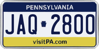 PA license plate JAQ2800