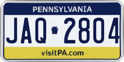 PA license plate JAQ2804