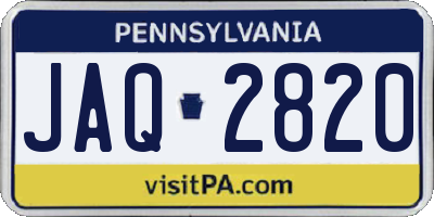 PA license plate JAQ2820