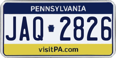 PA license plate JAQ2826