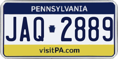 PA license plate JAQ2889