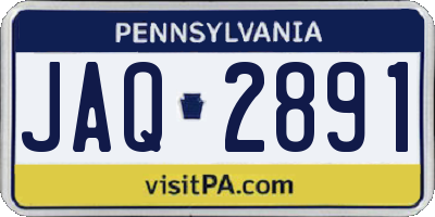 PA license plate JAQ2891