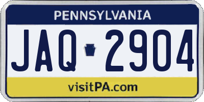 PA license plate JAQ2904