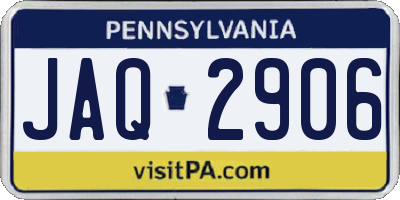 PA license plate JAQ2906
