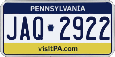 PA license plate JAQ2922