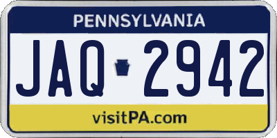 PA license plate JAQ2942