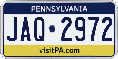 PA license plate JAQ2972