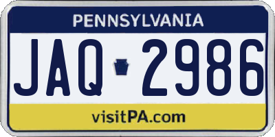 PA license plate JAQ2986