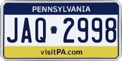 PA license plate JAQ2998