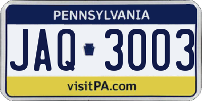 PA license plate JAQ3003