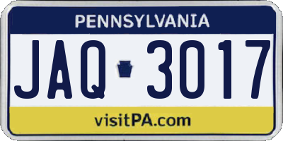 PA license plate JAQ3017