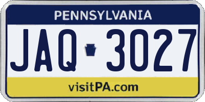 PA license plate JAQ3027