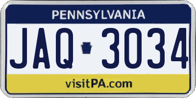 PA license plate JAQ3034
