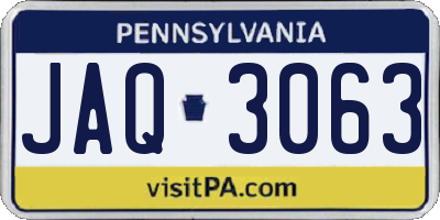 PA license plate JAQ3063