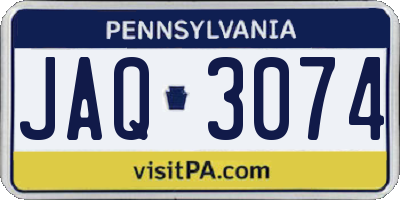 PA license plate JAQ3074