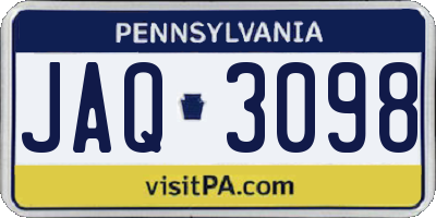 PA license plate JAQ3098