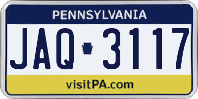 PA license plate JAQ3117