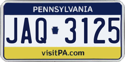 PA license plate JAQ3125