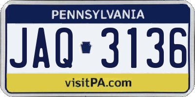PA license plate JAQ3136