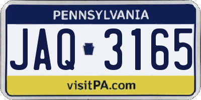 PA license plate JAQ3165