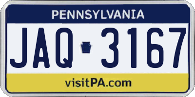 PA license plate JAQ3167