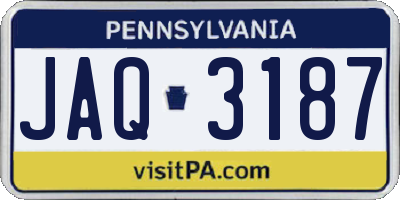 PA license plate JAQ3187