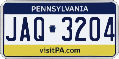 PA license plate JAQ3204