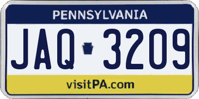 PA license plate JAQ3209