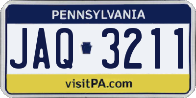 PA license plate JAQ3211