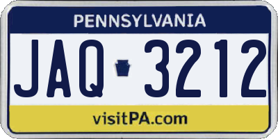 PA license plate JAQ3212