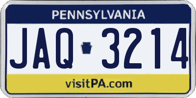 PA license plate JAQ3214