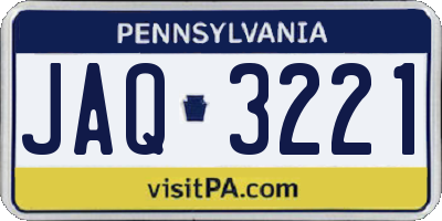 PA license plate JAQ3221