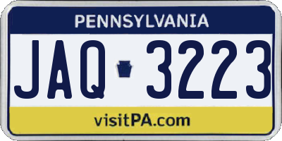 PA license plate JAQ3223