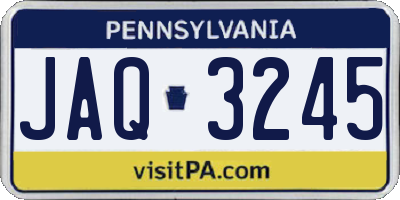 PA license plate JAQ3245