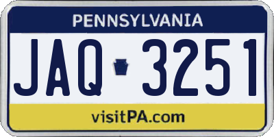 PA license plate JAQ3251