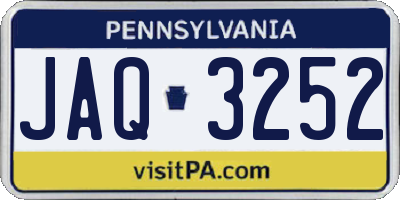 PA license plate JAQ3252