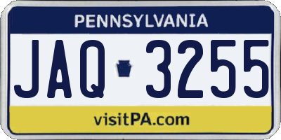 PA license plate JAQ3255