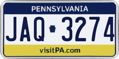 PA license plate JAQ3274