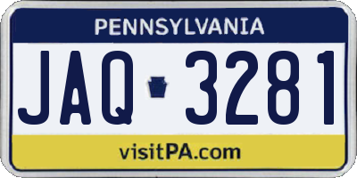 PA license plate JAQ3281